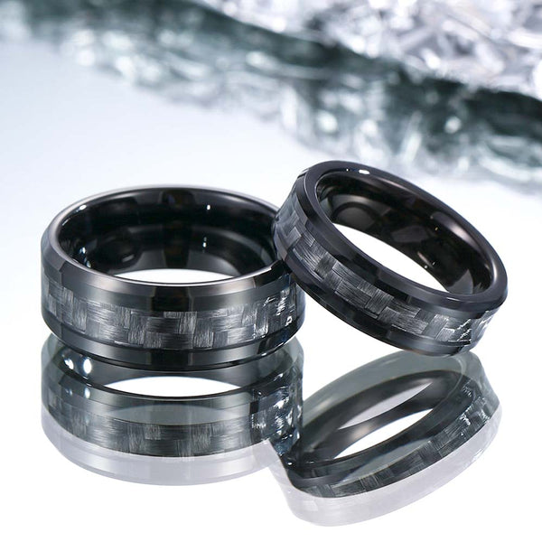 Black Carbon Fiber Tungsten Ring - Dark Law