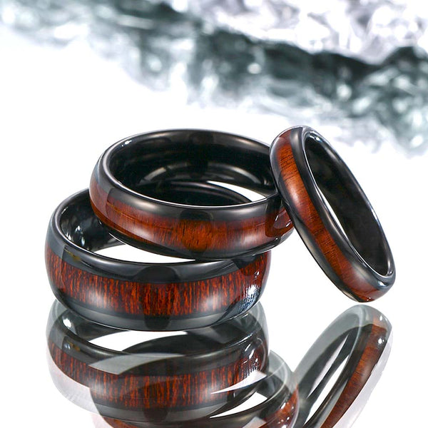 Koa Wood Tungsten Ring Black - Scholars