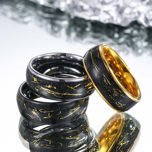 Custom Tungsten Ring With Gold Foil - Golden Age