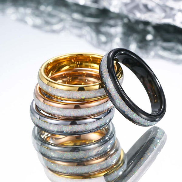 Personalized Tungsten Ring With Opal - Fairytale