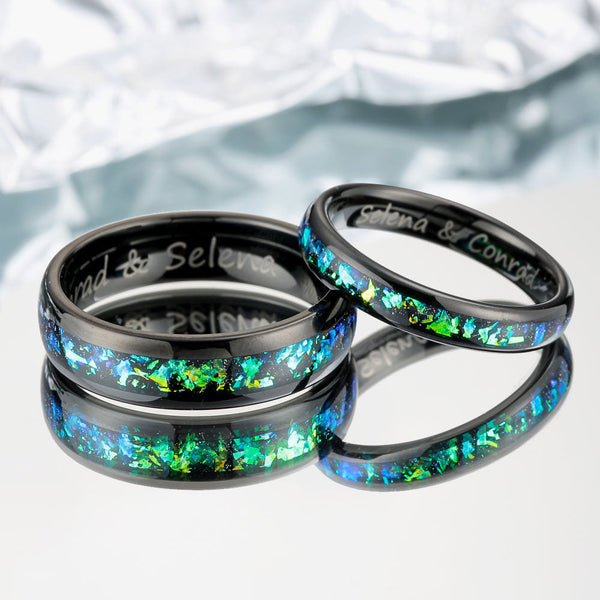 Custom Tungsten Ring With Opal - Emerald Dream