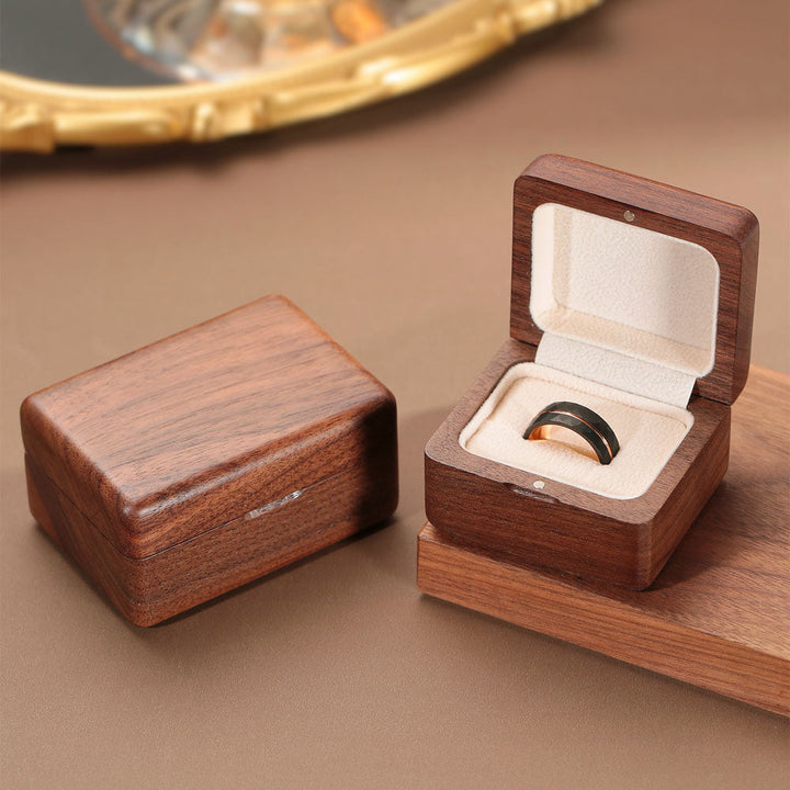 High Quality Walnut Ring Box For Tungsten Rings - Remisia