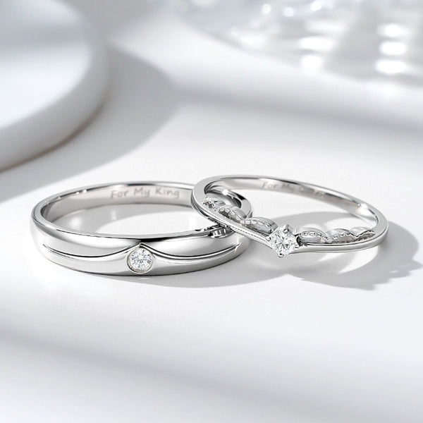 925 Silver Wedding Rings With Engraving For Couple In Ring Size 44~75 For Women Men - Remisia