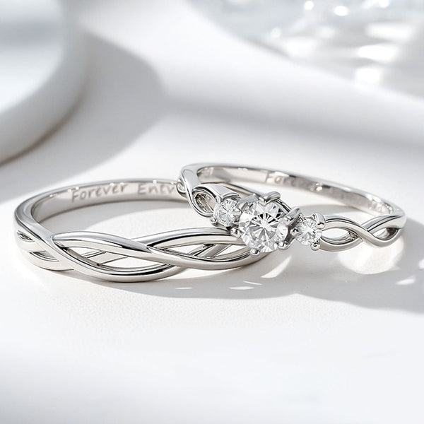 Infinity Ring Wedding Rings For Women Men 999 Silver With Engraving in Ring Size 44~75 - Remisia