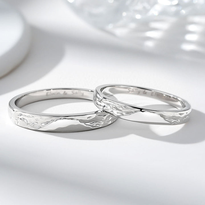 925 Silver Glacier Wedding Rings With Engraving For Couple Women Men in Ring Size 44~75 - Remisia