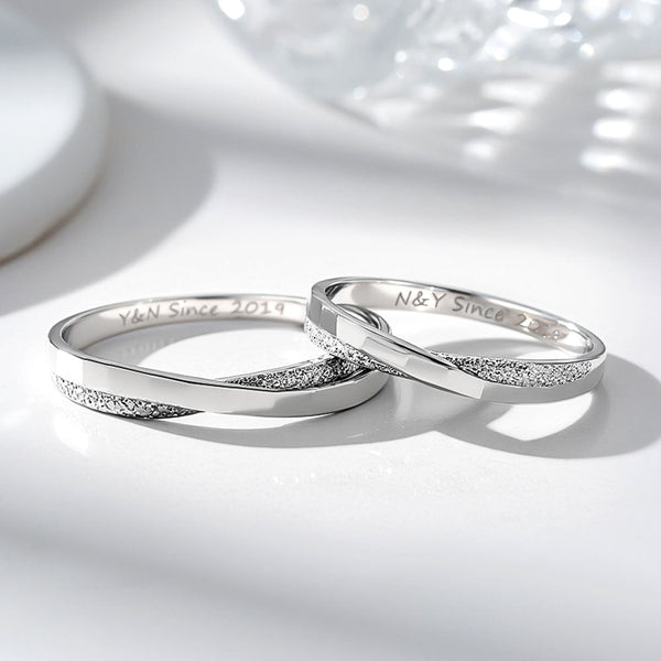 Silver 925 Wedding Rings Couple With Engraving For Women Men In Ring Size 44~75 - Remisia