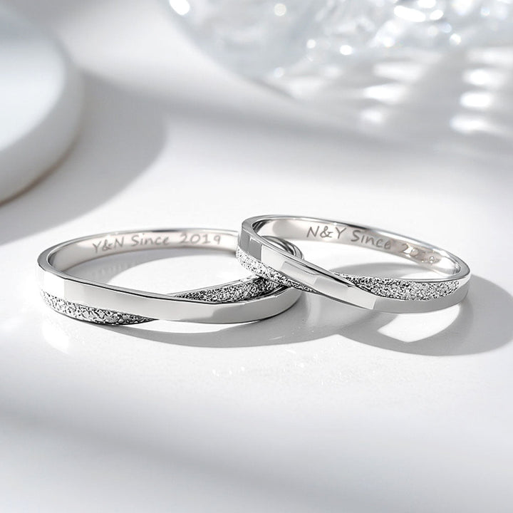 Silver 925 Wedding Rings Couple With Engraving For Women Men In Ring Size 44~75 - Remisia