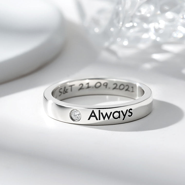 925 Silver Wedding Rings With Engraving In Ring Size 44~75 For Women Men - Remisia