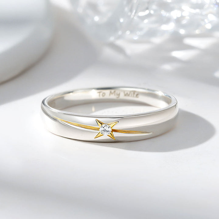 Gold Plated 925 Silver Southern Cross Wedding Rings With Engraving For Women Men In Ring Size 44~75 - Remisia