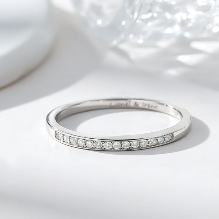 925 Silver Zircon Inlay Ring Couple Rings Wedding Rings with Engraving for Women Men in Ring Size 44~75 - Remisia