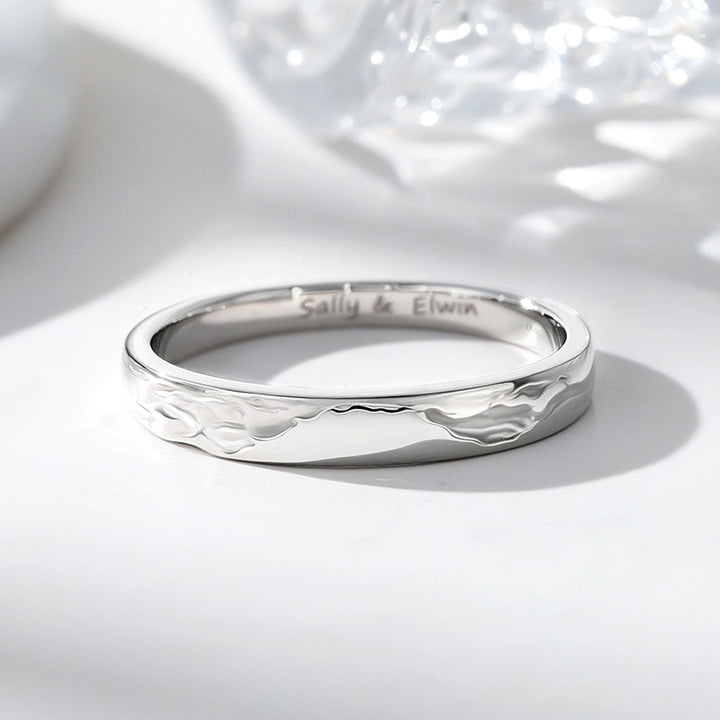 925 Silver Glacier Wedding Rings With Engraving For Couple Women Men in Ring Size 44~75 - Remisia