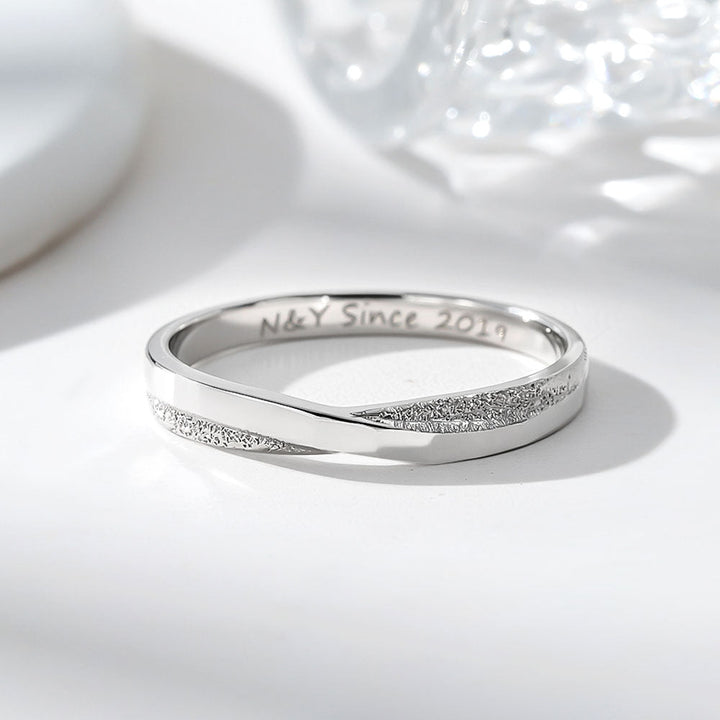Silver 925 Wedding Rings Couple With Engraving For Women Men In Ring Size 44~75 - Remisia