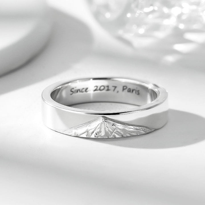 999 Silver Mountain Peak Wedding Rings Couple With Engraving For Women Men in Ring Size 44~75 - Remisia