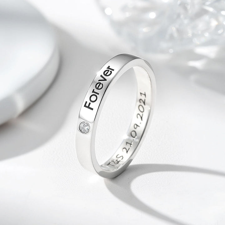 925 Silver Wedding Rings With Engraving In Ring Size 44~75 For Women Men - Remisia
