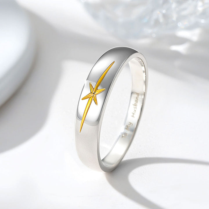 Gold Plated 925 Silver Southern Cross Wedding Rings With Engraving For Women Men In Ring Size 44~75 - Remisia