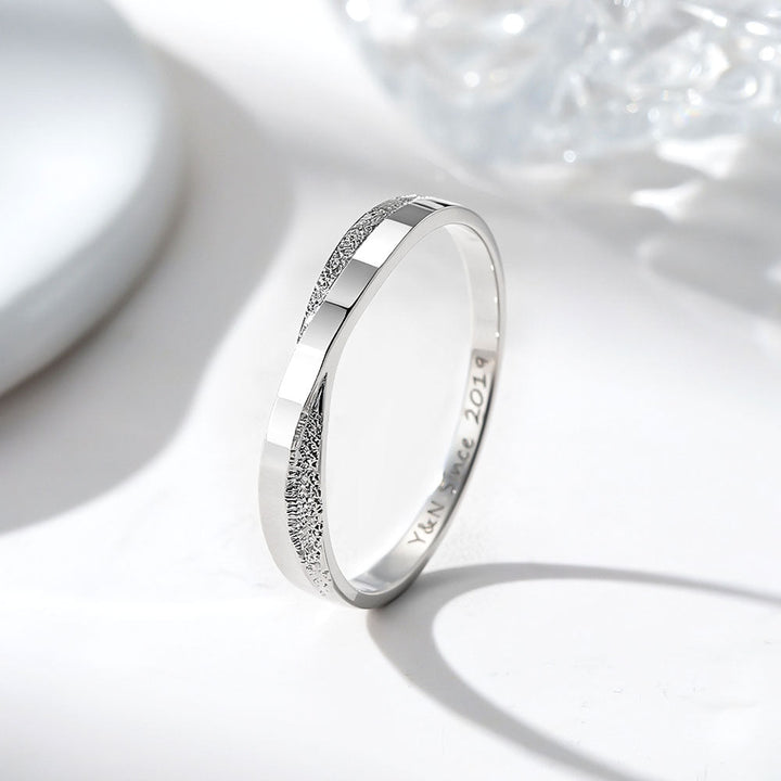 Silver 925 Wedding Rings Couple With Engraving For Women Men In Ring Size 44~75 - Remisia