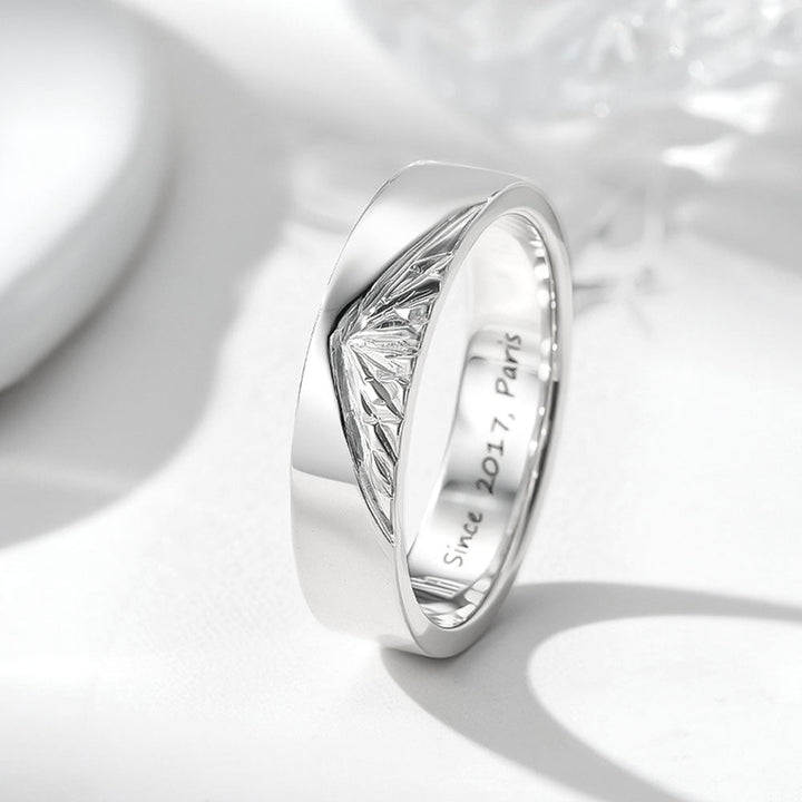 999 Silver Mountain Peak Wedding Rings Couple With Engraving For Women Men in Ring Size 44~75 - Remisia