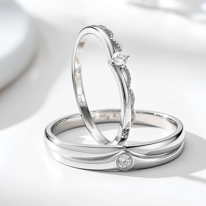 925 Silver Wedding Rings With Engraving For Couple In Ring Size 44~75 For Women Men - Remisia