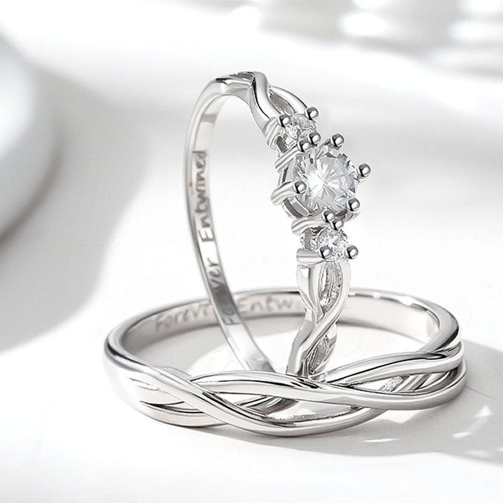 Infinity Ring Wedding Rings For Women Men 999 Silver With Engraving in Ring Size 44~75 - Remisia