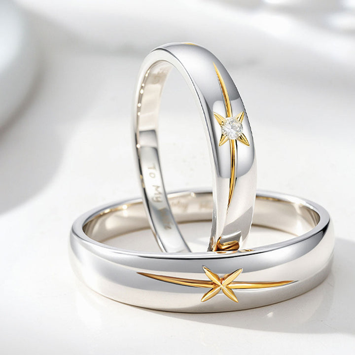 Gold Plated 925 Silver Southern Cross Wedding Rings With Engraving For Women Men In Ring Size 44~75 - Remisia
