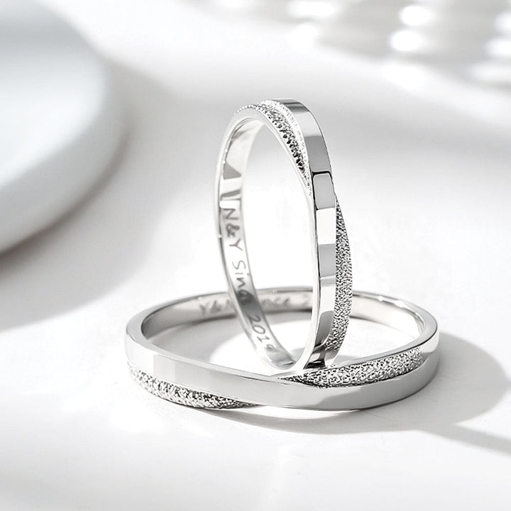 Silver 925 Wedding Rings Couple With Engraving For Women Men In Ring Size 44~75 - Remisia