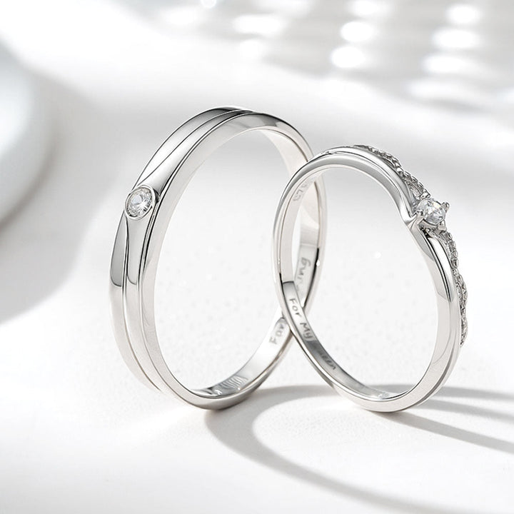 925 Silver Wedding Rings With Engraving For Couple In Ring Size 44~75 For Women Men - Remisia