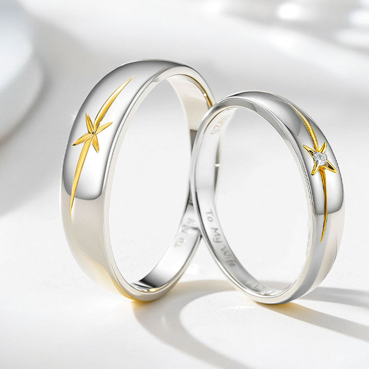 Gold Plated 925 Silver Southern Cross Wedding Rings With Engraving For Women Men In Ring Size 44~75 - Remisia