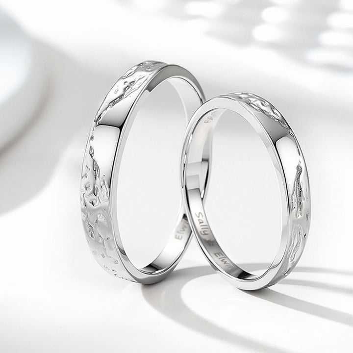 925 Silver Glacier Wedding Rings With Engraving For Couple Women Men in Ring Size 44~75 - Remisia