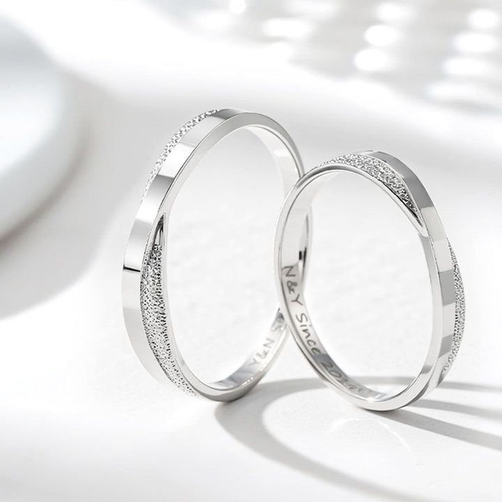 Silver 925 Wedding Rings Couple With Engraving For Women Men In Ring Size 44~75 - Remisia