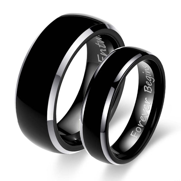 Engraved Plain Tungsten Ring - Thinker