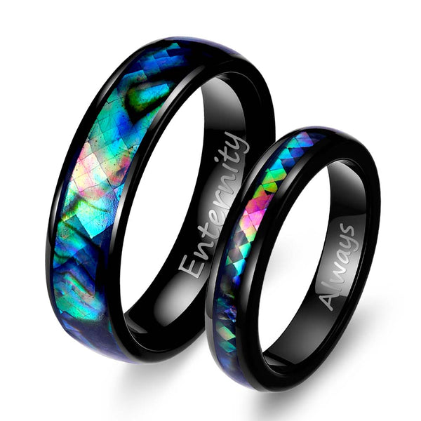 Custom Tungsten Ring Black With Mother of Pearl - Prism Weaver