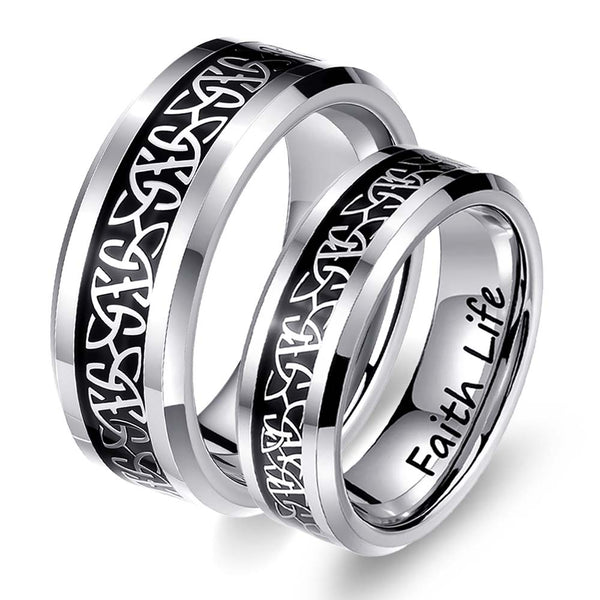 Custom Celtic Knot Link Tungsten Ring