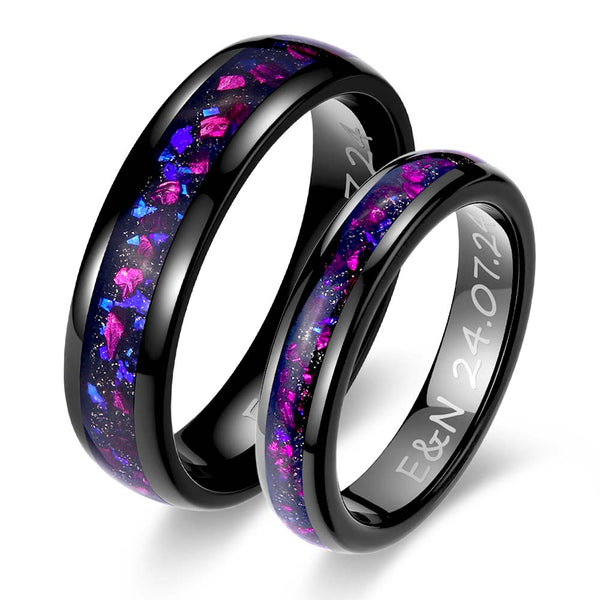 Custom Tungsten Ring With Opal - Dreamy Violet