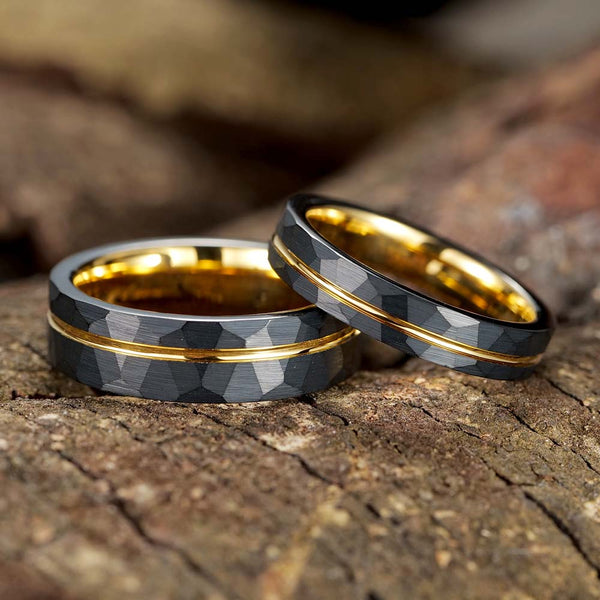 Personalized Hammered Tungsten Ring - Mythos