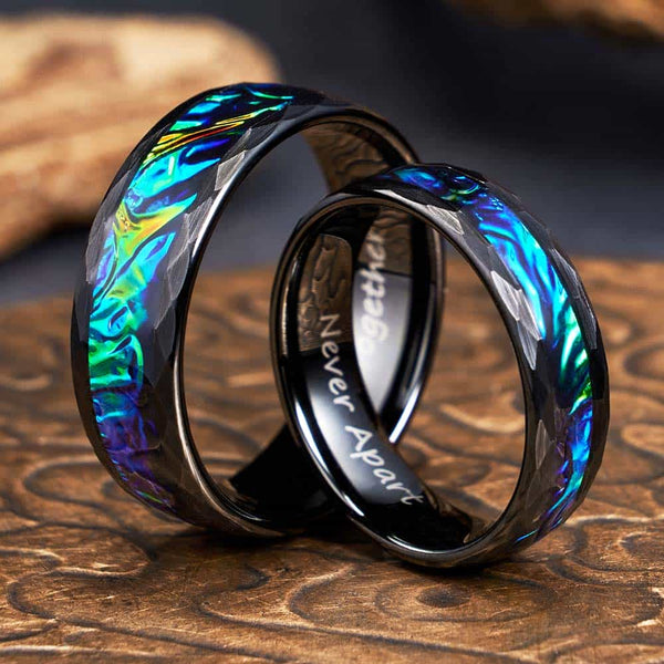 Custom Faceted Tungsten Ring Black Green - Mirage Frenzy