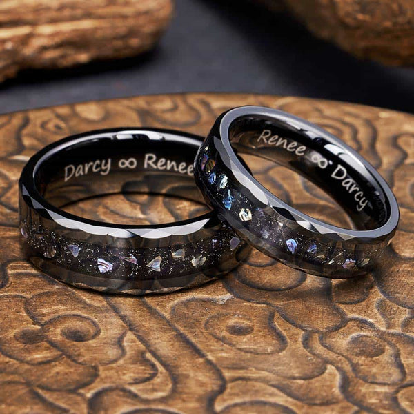 Custom Faceted Tungsten Ring Black - Dark Matter