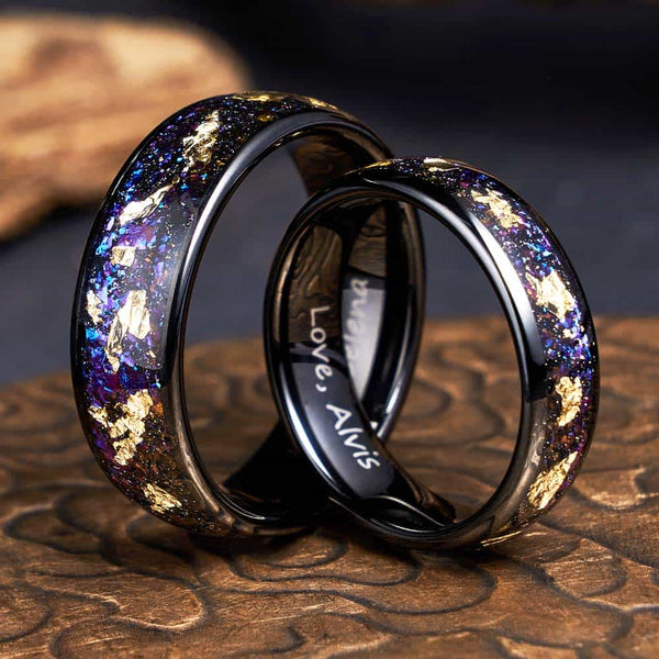 Custom Tungsten Ring Black Purple - Arcane Splendor