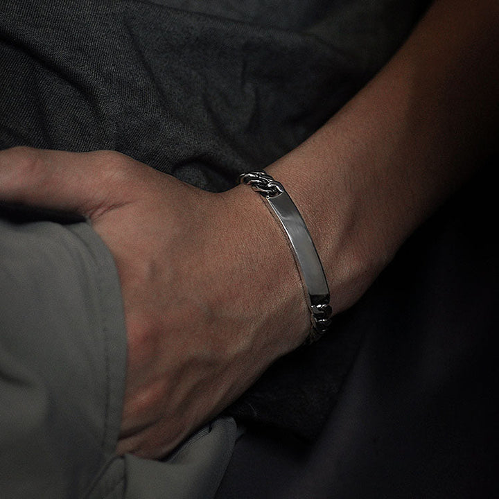 6mm/8mm Silver Partner Curb Bracelet With Engraving | Personalized Friendship Bracelet Silver With Engraving