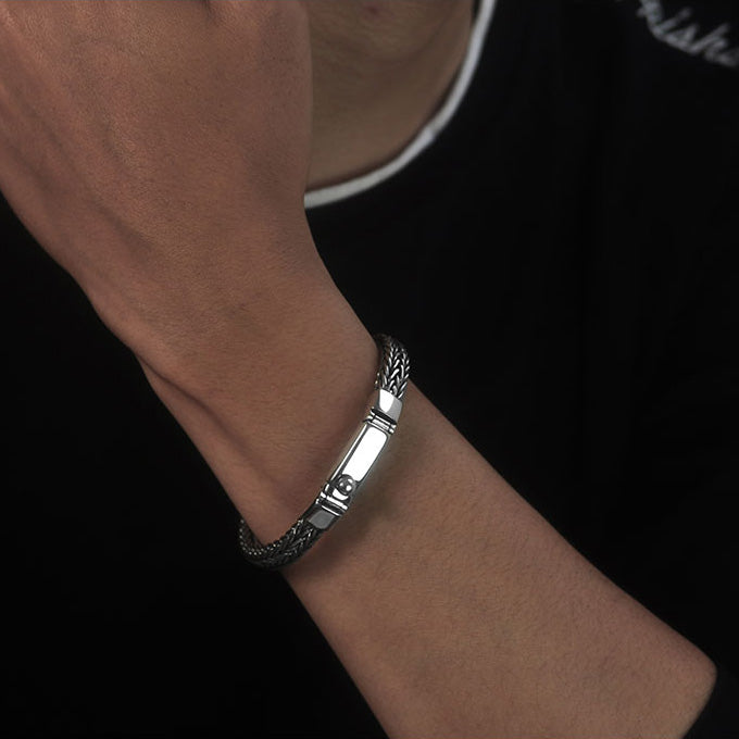 7mm Personalized 925 Silver Bracelet Engraved For Men | Men's Bracelet Silver With Engraving - Remisia