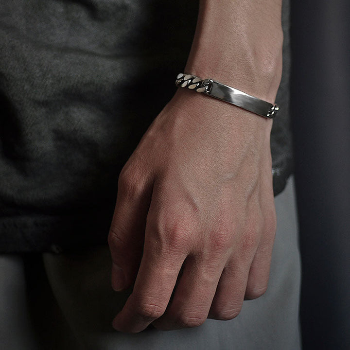 6mm/8mm Silver Partner Curb Bracelet With Engraving | Personalized Friendship Bracelet Silver With Engraving