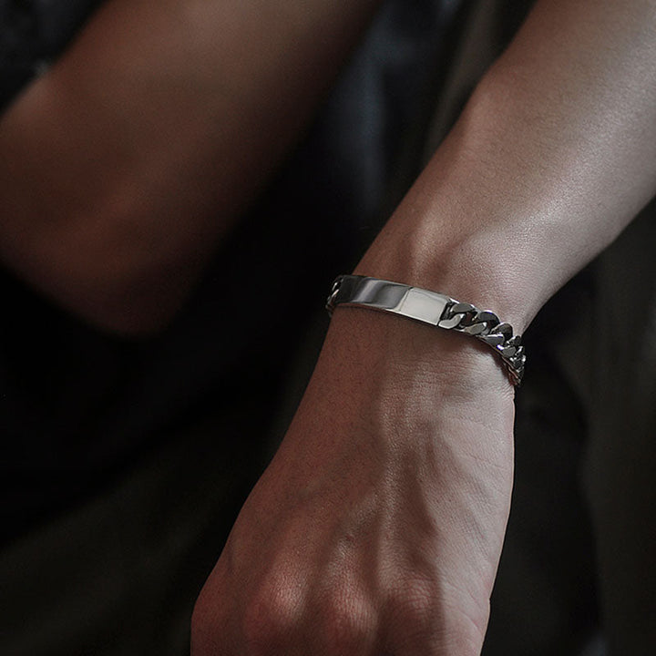 6mm/8mm Silver Partner Curb Bracelet With Engraving | Personalized Friendship Bracelet Silver With Engraving