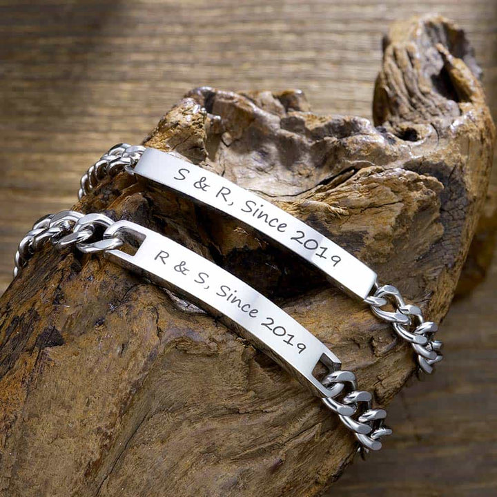 Personalized Curb Chain Bracelet With Engraving Silver 925 | Curb Chain Bar Silver Bracelet For Men And Women - Remisia