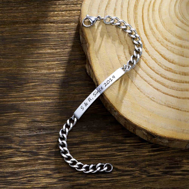 4mm Personalized Bracelet With Engraving For Women Silver 925 | Curb Bar Bracelet Women Silver With Engraving - Remisia