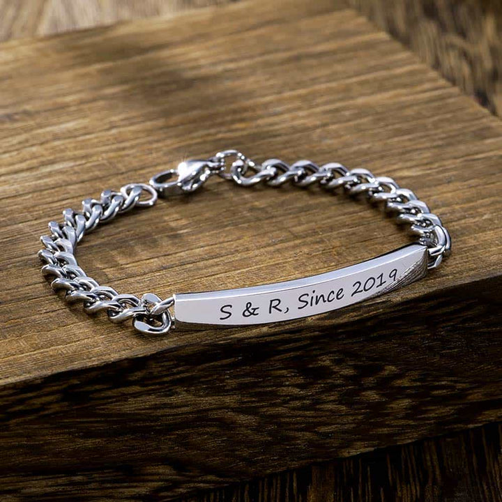 4mm Personalized Bracelet With Engraving For Women Silver 925 | Curb Bar Bracelet Women Silver With Engraving - Remisia