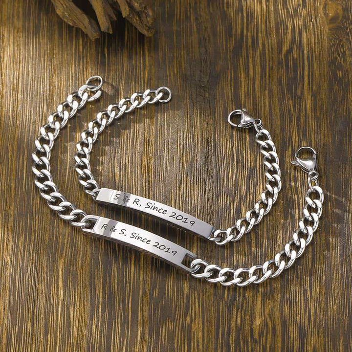 Personalized Curb Chain Bracelet With Engraving Silver 925 | Curb Chain Bar Silver Bracelet For Men And Women - Remisia
