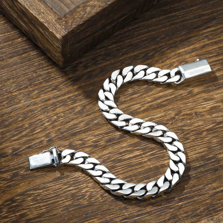 8mm Silver Curb Bracelet For Men With Bar Engraving | Personalized Gifts Bracelet With Engraving For Men Silver 925