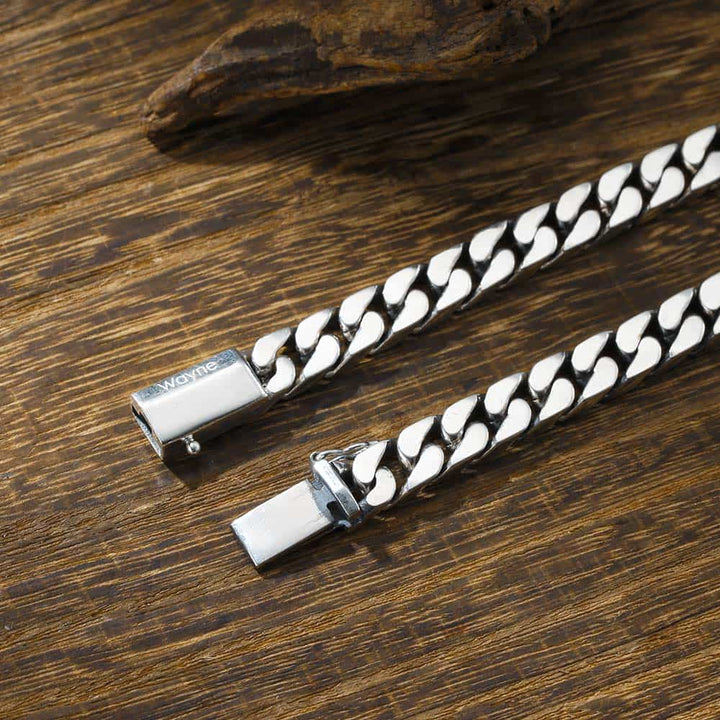 8mm Silver Curb Bracelet For Men With Bar Engraving | Personalized Gifts Bracelet With Engraving For Men Silver 925