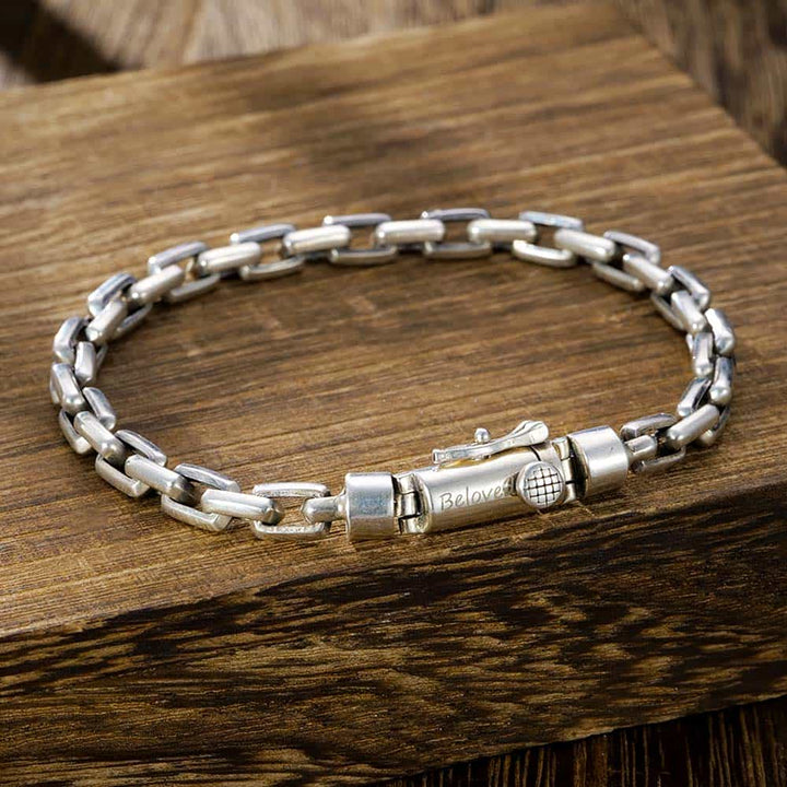 Personalized Silver Bracelet Engraved For Men And Women | Anchor Chain Silver Bracelet For Men  Women With Engraving