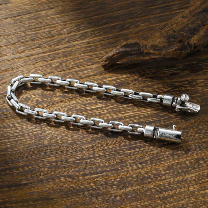 Personalized Silver Bracelet Engraved For Men And Women | Anchor Chain Silver Bracelet For Men  Women With Engraving