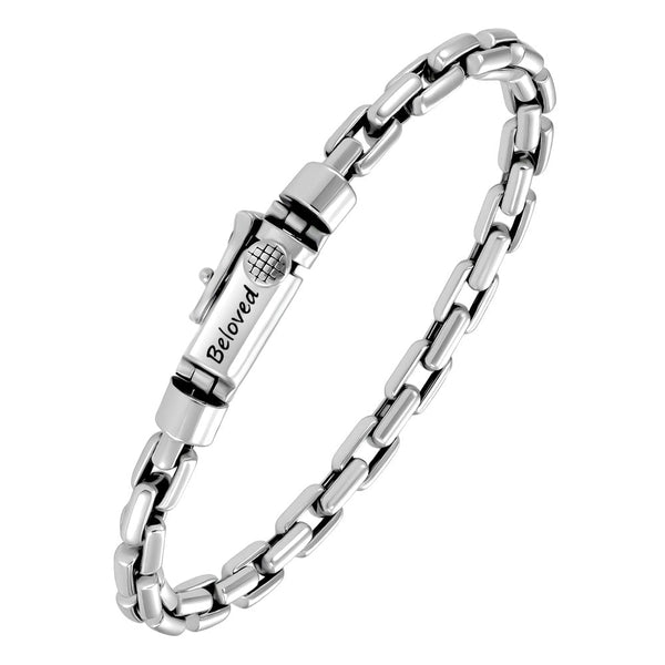 Personalized Silver Bracelet Engraved For Men And Women | Anchor Chain Silver Bracelet For Men  Women With Engraving